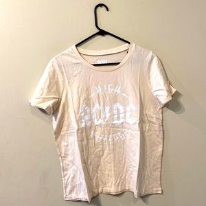 Plus Size Beige AC DC High Voltage Short Sleeve Crew Neck Band Shirt XXL NWT